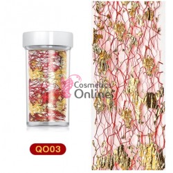 Foite subtiri colorate pentru decor unghii Q003 Rosu cu Auriu